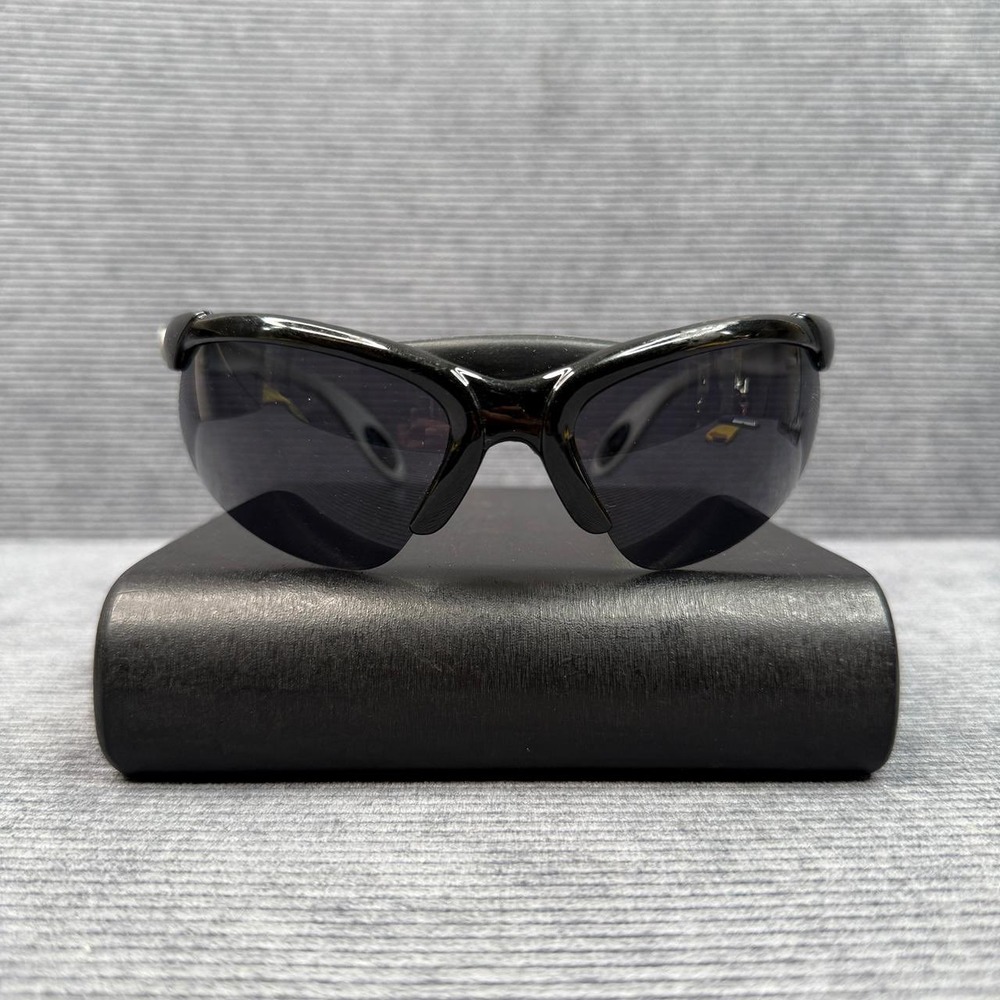 SOS‎ Grind 8133 Y2k Sunglasses Black Silver Wrap Around Sport Curved Lenses